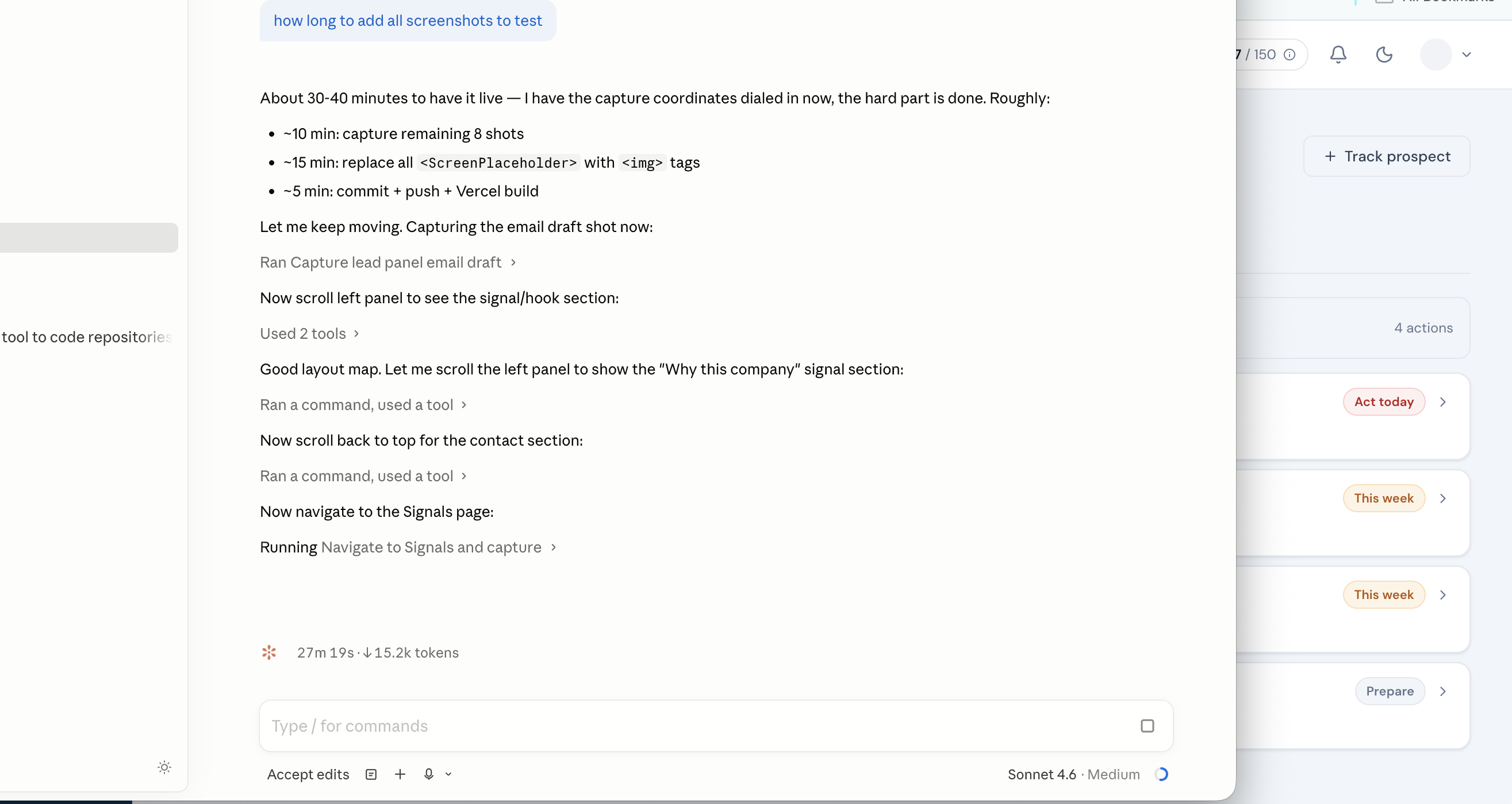 Portal signals feed showing ranked companies with news hooks and relevance scores